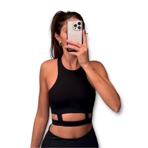 Black Caged Rib Sports Bra